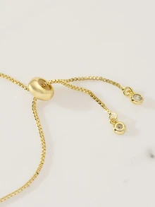 Clariva 18K Gold Plated Copper Letter "FE" Oil Drop Heart Geometric Bead Adjustable Chain Bracelet, Suitable For Men And Women - Gold - View 5