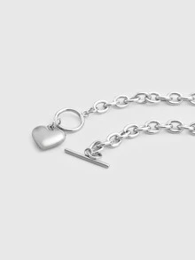 DareSee Collar con dije de corazón y hebilla OT, San Valentín, Mamá, Madre, Día de la Madre, Regalo Halloween - Plateado - Ver 4