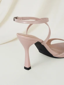 Clariva Women's High Heel Sandals, Suitable For Parties, Outdoor, Fashion, Elegant, Pointed Toe, Party, Vacation, Luxurious, Sexy PU Leather, Soft, Skin-Friendly, Delicate Texture, Mule Shoes, Crossed Buckle, High-End, Comfortable Material, Sexy Ankle Strap, Classic, Versatile, Elegant Beige Shoes, Elegant Sandals, Casual High Heels, Mule Shoes,Stiletto Heels,Spring Summer Outfits - Beige - View 3