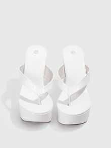 DareSee Women's Thick Sole Wedge Heel Strap Sandals, Plus Size, Beach Outdoor Wear Halloween - White - View 2