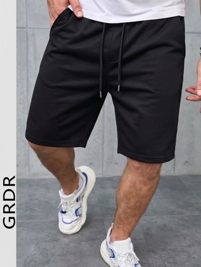  GRDR 男士夏季休闲抽绳短裤，宽松版型，5 英寸内缝