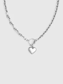 DareSee Collar con dije de corazón y hebilla OT, San Valentín, Mamá, Madre, Día de la Madre, Regalo Halloween - Plateado - Ver 5