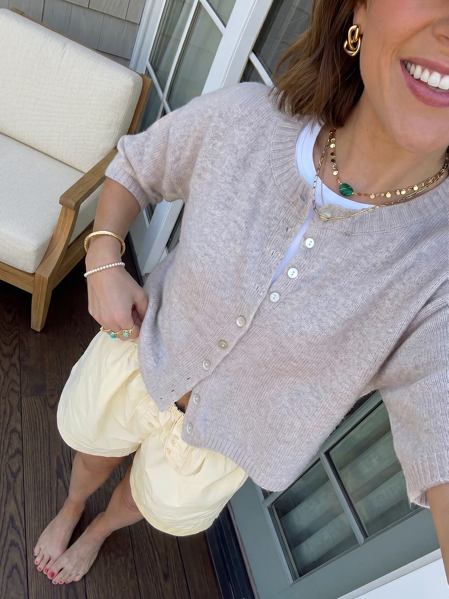 Áo khoác cardigan nữ tối giản, thanh lịch, gợi cảm phong cách Mori Girl, thích hợp cho mùa xuân/hè. - Xám - Xem 1