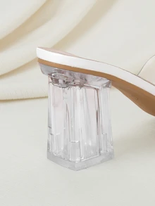 Clariva Giày cao gót lưới pha lê thời trang mới dành cho nữ, thích hợp cho mùa hè, tiệc tùng, khiêu vũ - trắng - Xem 4
