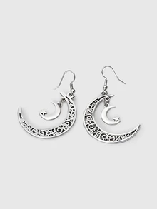 DareSee Moon & Star Drop Earrings Halloween - Antique Silver - View 3