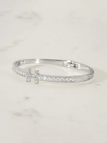 Clariva 1 Peça Pulseira de Fivela com Letra H de Luxo, Zircônia Micro-Incrustada, Elegante e da Moda, Adequada para Banquetes, Festivais e Presentes - Branco - Visão 4