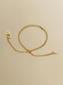 NobleVue 1pc Minimalist Gold Hollow Letter Pendant Necklace, Stainless Steel Chain For Women - Yellow Gold - View 2