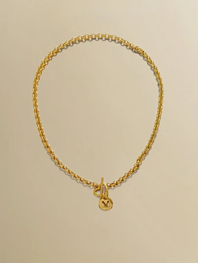 NobleVue 1 pezzo Collana con ciondolo a lettera vuota minimalista in oro, catena in acciaio inossidabile per donna