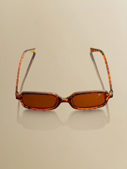 NobleVue 1 Pair Unisex Leopard Print Brown Rectangular Sunglasses, Suitable For Outfits, Travel, Summer Accessories, Sports Style, Driving, Festivals, Beach, Music Festivals, Vacations, Family Outings, Golf, Hiking, Elegant Attire, Street Style Accessories, Vacation Atmosphere, Sports, Parties, Outdoor Activities, Street Style, Fishing, Providing An Elegant Atmosphere For Daily And Party Occasions