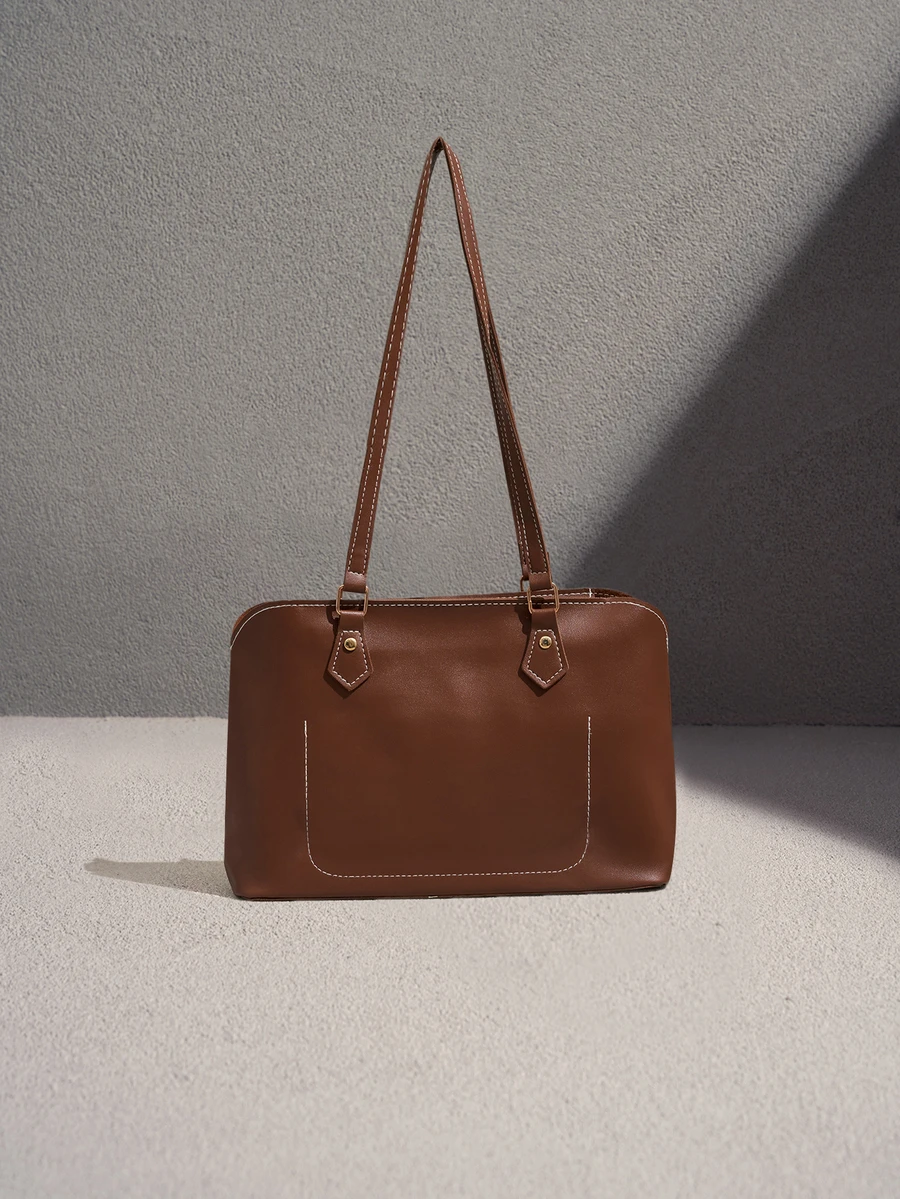NobleVue New Luxury Chic Design Versatile Women One Shoulder Tote Bag - Brown - View 1