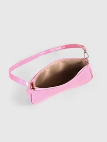 DareSee Artificial Patent Leather Baguette Bag Pink - Coral Pink - View 5