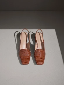 NobleVue 2025 New French High Heel Sandals, Chunky Heel, Closed Toe, Backless, Square Toe, Suitable For Summer & Autumn - Brown - View 2