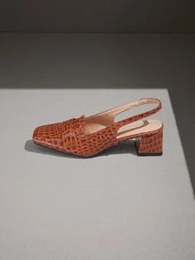 NobleVue 2025 New French High Heel Sandals, Chunky Heel, Closed Toe, Backless, Square Toe, Suitable For Summer & Autumn - Brown - View 4