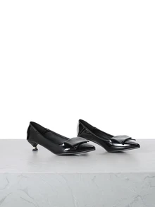 CHICVUE Tacones altos de punta fina para mujer, zapatos clásicos de oficina y trabajo, altura de tobillo, color negro, adecuados para primavera y otoño, Día de San Valentín, elegantes, tacones de gatito - Negro - Ver 2