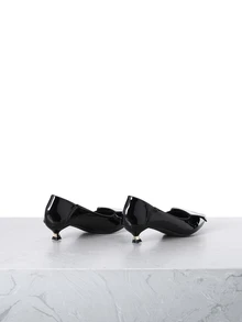 CHICVUE Tacones altos de punta fina para mujer, zapatos clásicos de oficina y trabajo, altura de tobillo, color negro, adecuados para primavera y otoño, Día de San Valentín, elegantes, tacones de gatito - Negro - Ver 4