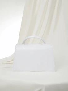 Clariva 1pc Women's High-End Flap Cover Handbag, Square Style, Suitable For Outing And Dating All Year Round - White - View 3