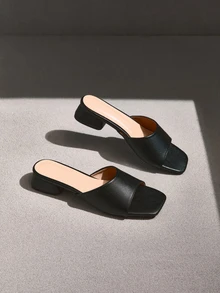 NobleVue Giày sandal cao gót đế dày một quai dành cho nữ, sandal hở gót thanh lịch cho hoạt động ngoài trời, trang phục mùa xuân hè. - màu đen - Xem 4