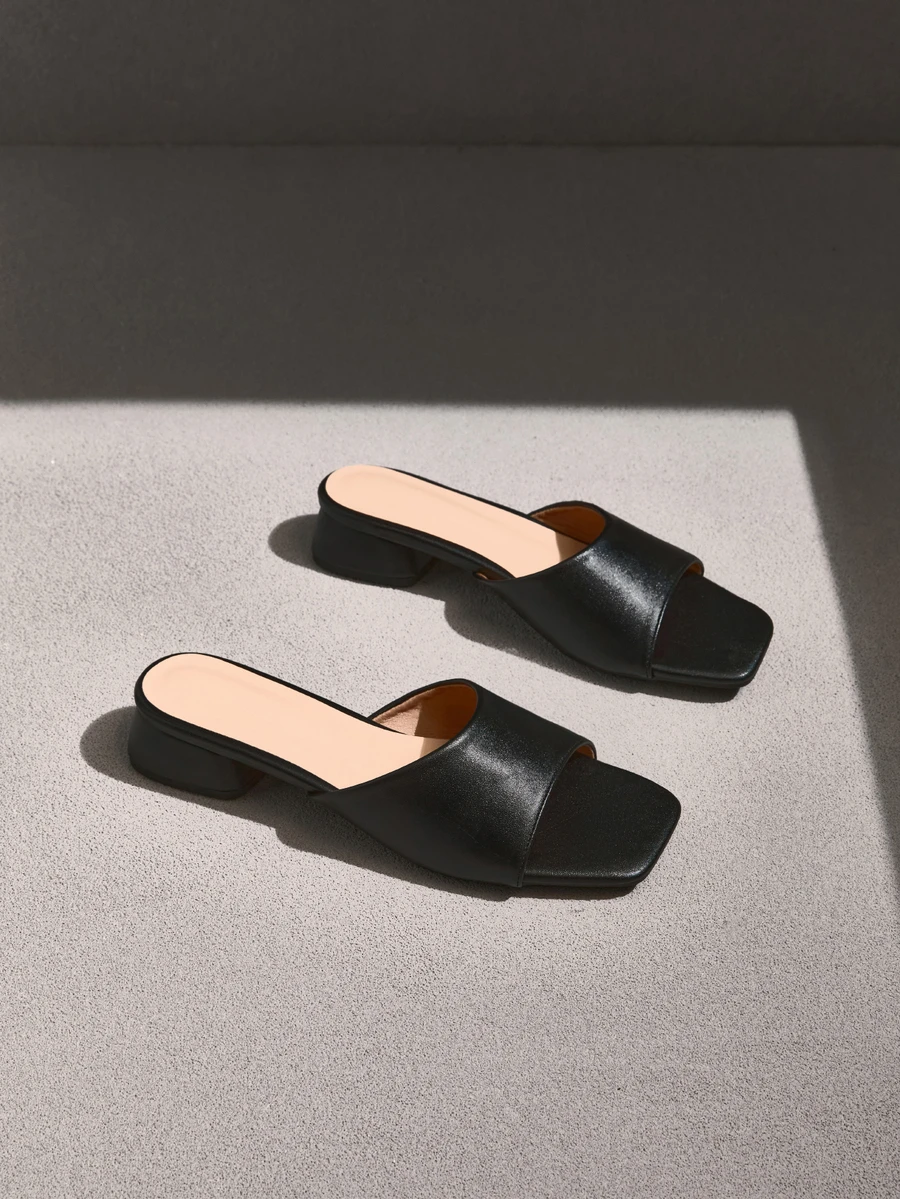 NobleVue Giày sandal cao gót đế dày một quai dành cho nữ, sandal hở gót thanh lịch cho hoạt động ngoài trời, trang phục mùa xuân hè. - màu đen - Xem 1