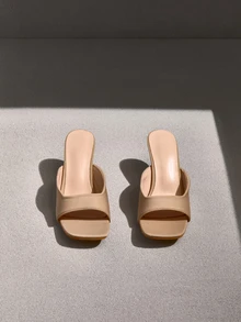 NobleVue Sandalias de tacón alto tipo mula para mujer, de primavera/verano, con punta abierta, transpirables y de color albaricoque - Albaricoque - Ver 3