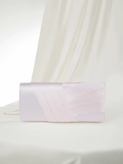 Clariva New Taffeta Pleated Chain Strap Evening Bag, Crossbody Style, Great Gift For Valentine's Day