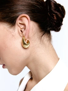 CHICVUE 1 Pair New European And American Fashionable Personalized Small Water Drop UV Gold-Plated CCB Dangle Earrings - Large Water Drop CCB - View 1