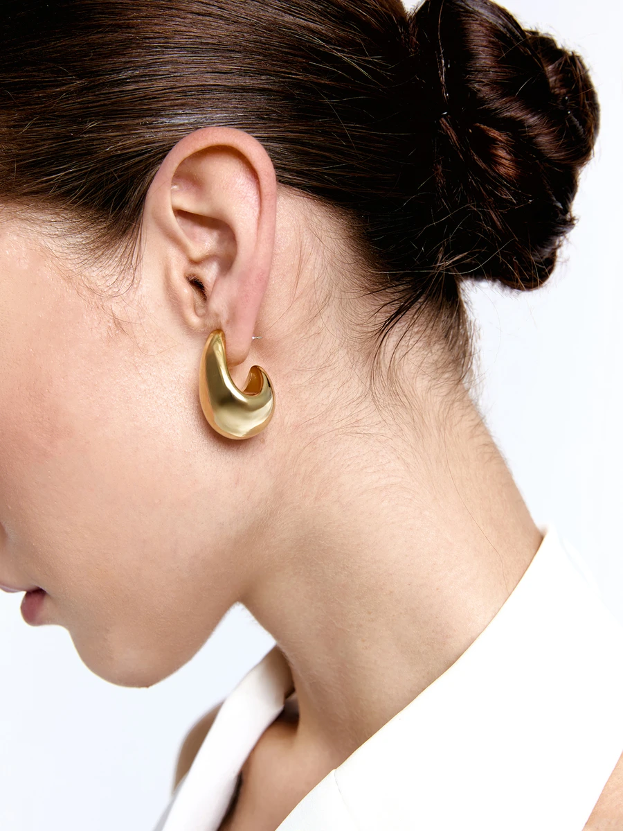CHICVUE 1 Pair New European And American Fashionable Personalized Small Water Drop UV Gold-Plated CCB Dangle Earrings - Large Water Drop CCB - View 1