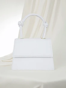 Clariva Solid Color Pleated Edge Handbag, Flap Crossbody Bag For Women, Retro Style, White Bag - White - View 1