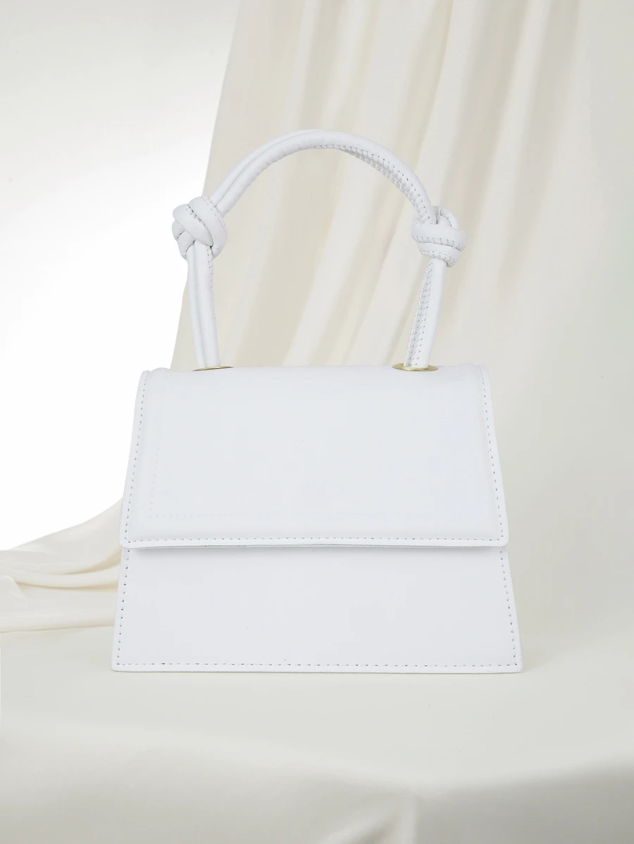 Clariva Solid Color Pleated Edge Handbag, Flap Crossbody Bag For Women, Retro Style, White Bag - White - View 1