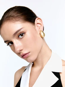 CHICVUE 1 Pair New European And American Fashionable Personalized Small Water Drop UV Gold-Plated CCB Dangle Earrings - Large Water Drop CCB - View 2