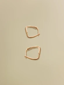 NobleVue 1 对金色不对称几何形状环形耳环，适合女性日常上班佩戴 - 金色 - 查看 5
