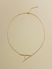 NobleVue Collar con colgante de letra de 1 pieza, joyería de acero inoxidable - Amarillo Oro - Ver 1