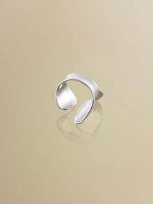 NobleVue 1pc Fashion Minimalist Cuff Ring For Women For Daily Decoration - Silver - View 5