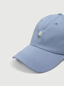 DareSee 1件中性 Y2K 刺繡花卉棒球帽，戶外休閒日常通勤簡約 Y2K 風格平頂帽，時尚遮陽帽，適合年輕人萬聖節 - 淺藍色 - 查看 4