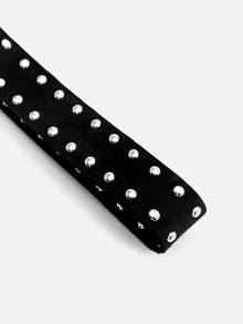 CHICVUE 2.6m Super Long Rivet Velvet Soft Tie Ribbon Belt For Women, Hiphop Punk Dark Design, Niche Street Shoot Essential Item - Velvet Black Narrow Version (width 4cm) - View 4