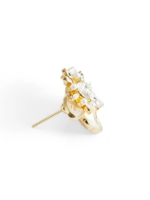 Rylithe 1 par de pendientes de flor de elegantes, pendientes de vestir elegantes para mujer adecuados para uso diario, fiesta, banquete, casual, vacaciones - Blanco - Ver 6