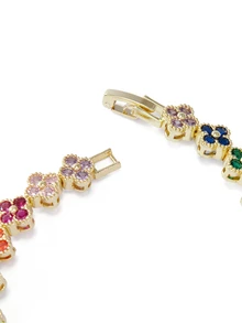 Rylithe 1pc Fashion Floral Rhinestone Decorated Zirconia Stone Bracelet, Suitable For Women To Wear In Parties, Weddings And Formal Occasions - Bracelet - View 5
