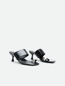CHICVUE 5cm New Colorblock Minimalist Wedge Thong Sandals For Women, Summer Open Toe High Heels 2025,Kitten Heels,Flip Flops - Black - View 2