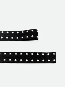 CHICVUE 2.6m Super Long Rivet Velvet Soft Tie Ribbon Belt For Women, Hiphop Punk Dark Design, Niche Street Shoot Essential Item - Velvet Black Narrow Version (width 4cm) - View 3
