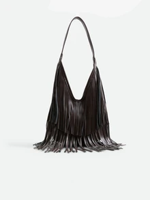 CHICVUE Women's Retro Suede Fringe Shoulder Bag, Vintage Mara Leather Crossbody Handbag - Coffee - View 1