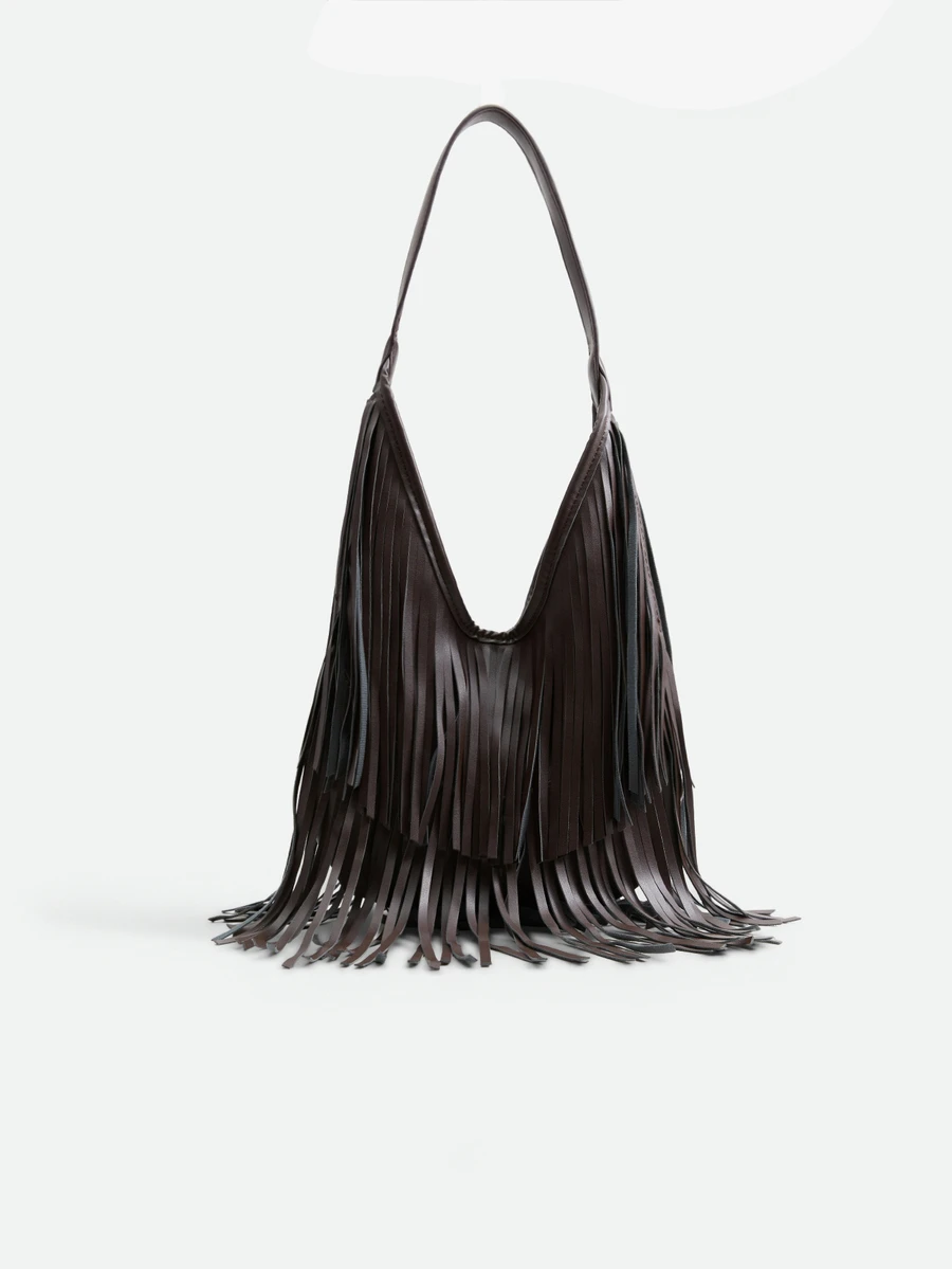 CHICVUE Women's Retro Suede Fringe Shoulder Bag, Vintage Mara Leather Crossbody Handbag - Coffee - View 1