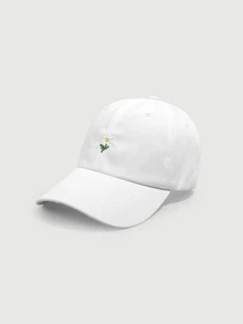 DareSee 1件中性Y2K刺繡花卉設計棒球帽，適合日常通勤與戶外，青少年時尚休閒萬聖節 - 白色 - 查看 3