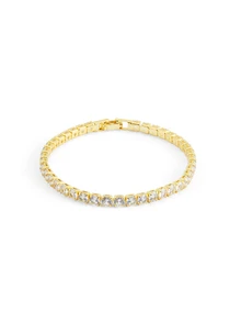 Rylithe 4pcs Luxury Stainless Steel Rhinestone Clover & Star Bangle Bracelet Set, Vintage Elegant Jewelry Suit For Women - Gold - View 6