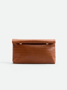 CHICVUE Fashionable Solid Color Handbag, Large Capacity PU Flap Magnetic Closure Square Bag, Crocodile Pattern Women's Purse, Multipurpose Party Evening Bag - Brown - View 1