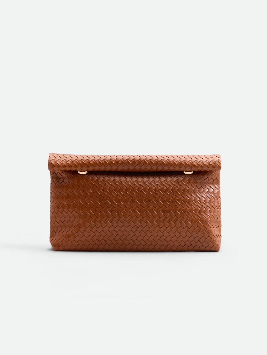 CHICVUE Fashionable Solid Color Handbag, Large Capacity PU Flap Magnetic Closure Square Bag, Crocodile Pattern Women's Purse, Multipurpose Party Evening Bag - Brown - View 1