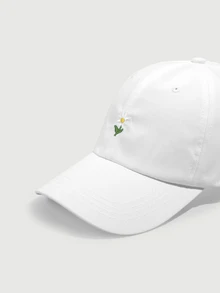 DareSee 1件中性Y2K刺繡花卉設計棒球帽，適合日常通勤與戶外，青少年時尚休閒萬聖節 - 白色 - 查看 4
