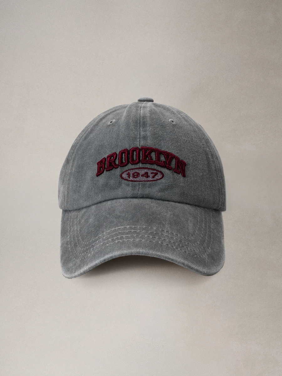 Hatastic 1pc Women's Embroidered Letter BROOKLYN 1947 Washed Baseball Cap, Adjustable Outdoor Sun Protection Casual Hat Halloween - Baseball Cap - View 1