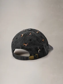 Hatastic 1件小狗圖案刺繡棒球帽 水洗風中性帽子 時尚復古遮陽帽 可調節戶外遮陽帽 萬聖節 - 彩色 - 查看 3
