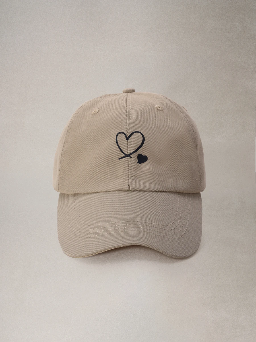 Hatastic 1件卡其色雙心刺繡棒球帽 中性遮陽帽 戶外必備 萬聖節 - 卡其色 - 查看 1