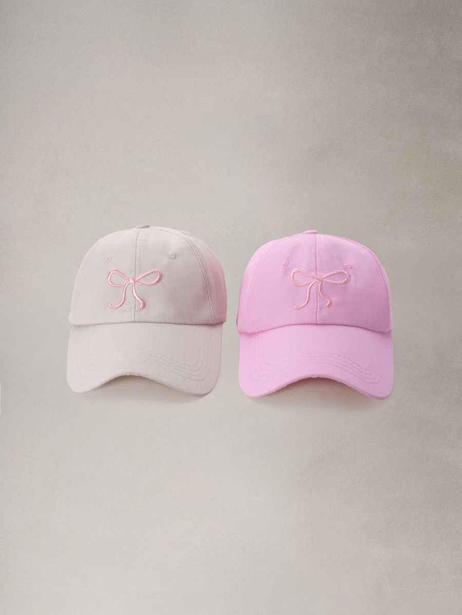 Hatastic 1/2件女款蝴蝶刺繡棒球帽，純色百搭平頂帽，春夏戶外運動防曬，聖誕/女性禮物萬聖節 - 查看 1