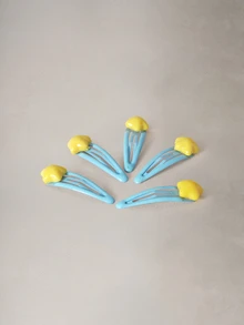 Hatastic 5pcs Cute Yellow Star Hair Clips For Girls - Creative Resin Pentagram Barrettes, School Stuff, Hair Accessories, Head Accessories, Hairpin Back To School - Multicolor - View 2